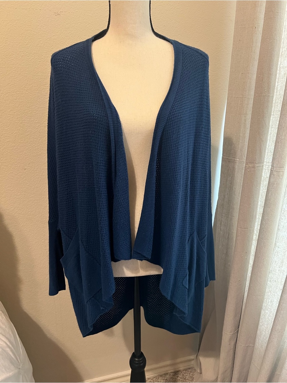 Sweet Romeo Waterfall Cardigan Open-Front Navy Women's M
